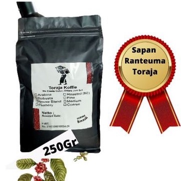 

Kopi Toraja Arabica SAPAN Orginal Toraja Koffie Bubuk dan biji Roasting 250 gr Kopi Toraja