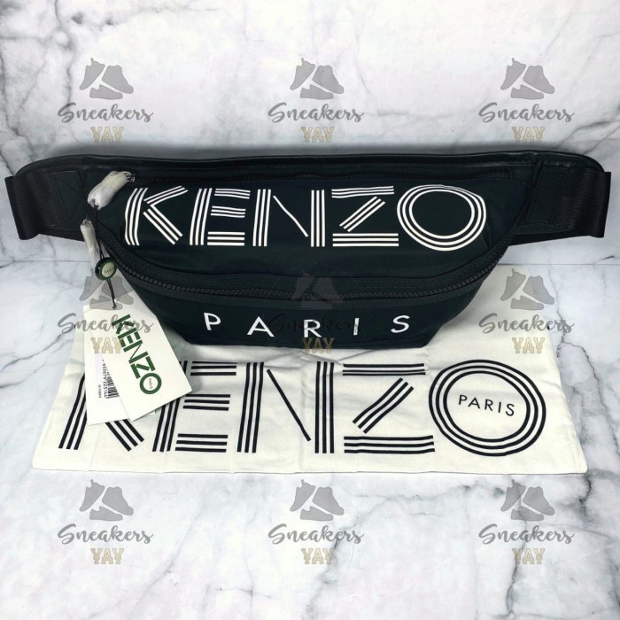 Kenzo Paris Logo Black White Bumbag Waist Bag Original 100% NEW