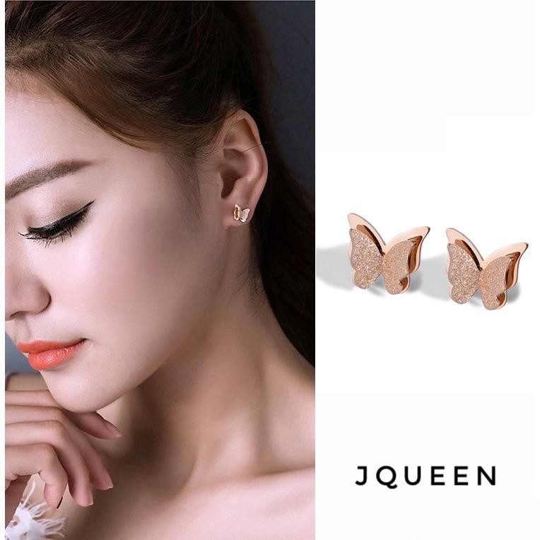 Anting Titanium Kupu kupu Rose Gold Wanita Korea Anti Karat Murah AA001