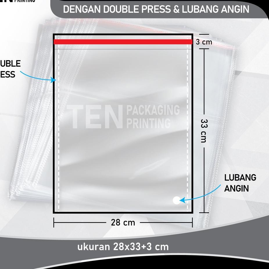 

Plastik OPP 28x36cm [30 Mic] + Double Press + Lubang Angin (100 pcs)