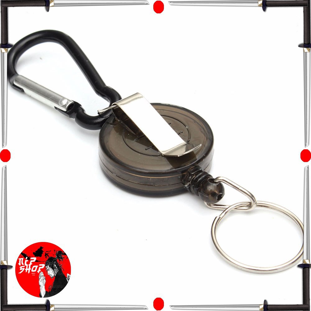 Grab Medan Multifunctional Retractable Carabiner with Key Chain - HItam