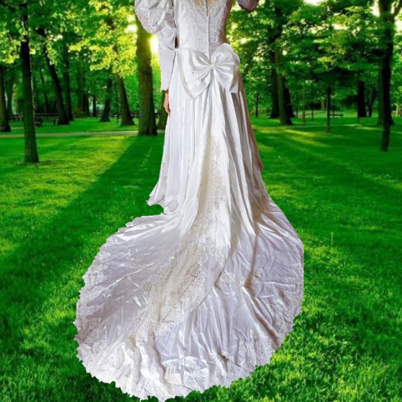Gaun pengantin muslim gaun pengantin ekor mewah