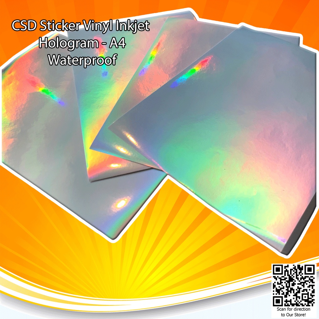 CSD Sticker Vinyl Inkjet Hologram A4 Stiker Label Rainbow - Ecer