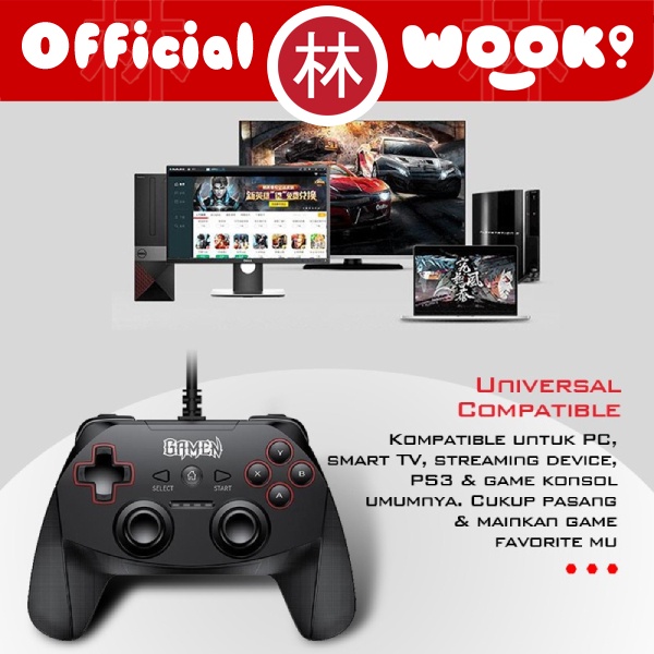 GAMEN GP100 Universal Wired Gaming Controller Gamepad Dual Vibration