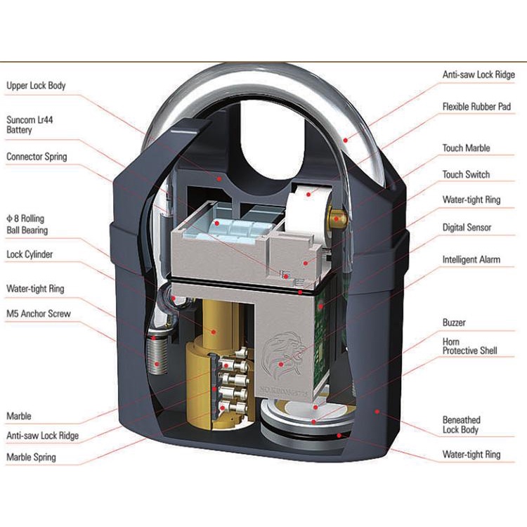 (100% BARANG ORI) EYCI Gembok Alarm Motor Suara Anti Maling / Lock Siren 10mm - APR14