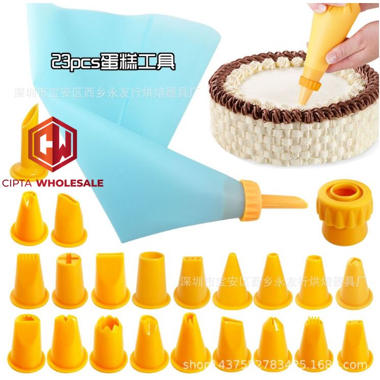 Cetakan kue silicone Spuit Plastik Premium 23 pcs Cream Icing Set