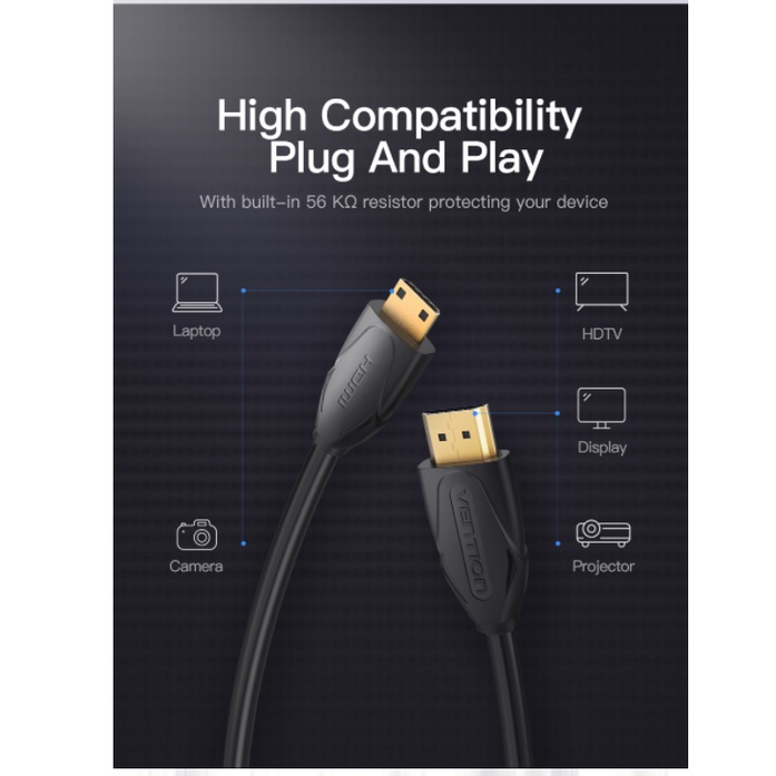 Vention Kabel HDMI to MiNI HDMI 2.0 4K UHD 3D Male to Male 1m 1.5m