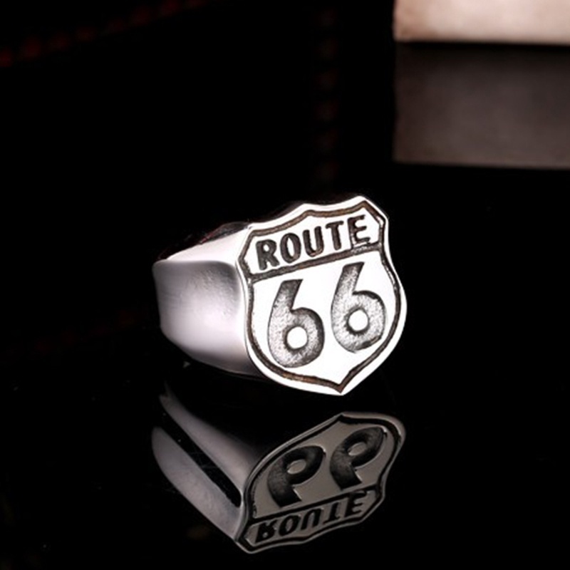 Cincin Desain American Cyclist Route 66 Untuk Pria