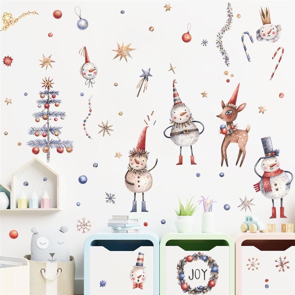Solighter Stiker Dinding Dekorasi Rumah Cabang Kaca2022Tahun Baru Pintu Merry Christmas Wall Decals