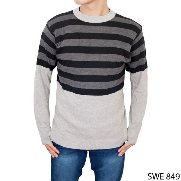 Sweater Pria Elegan Rajut Abu – SWE 849