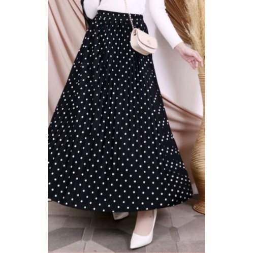 rok polka panjang wanita motif polkadot maxi jumbo big