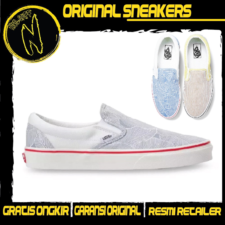 VANS Slip On Classic Mismatch Stripe Floral Sepatu Original Resmi BNIB