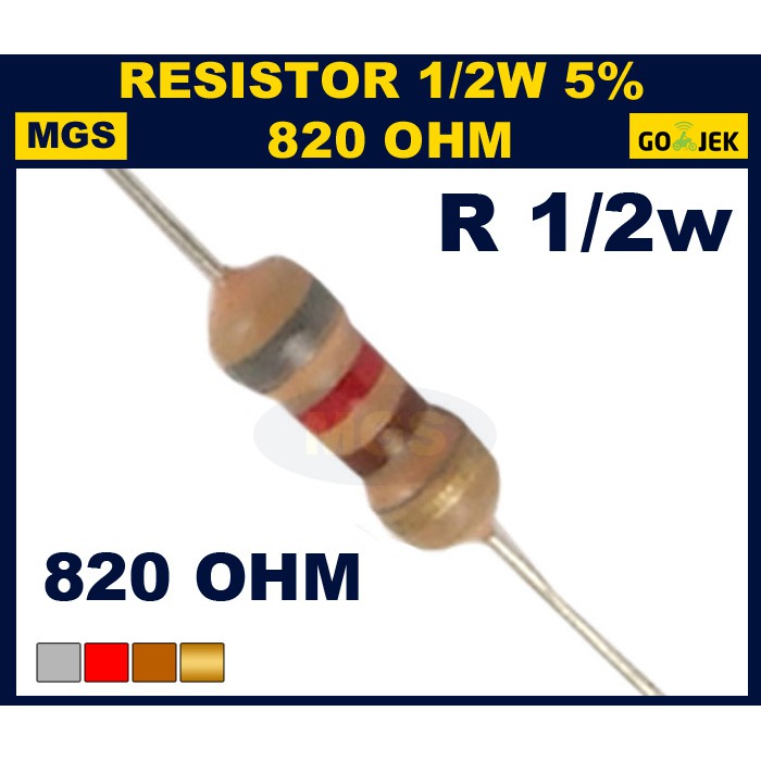 Resistor 1/2w 820 OHM 5% 500PCS