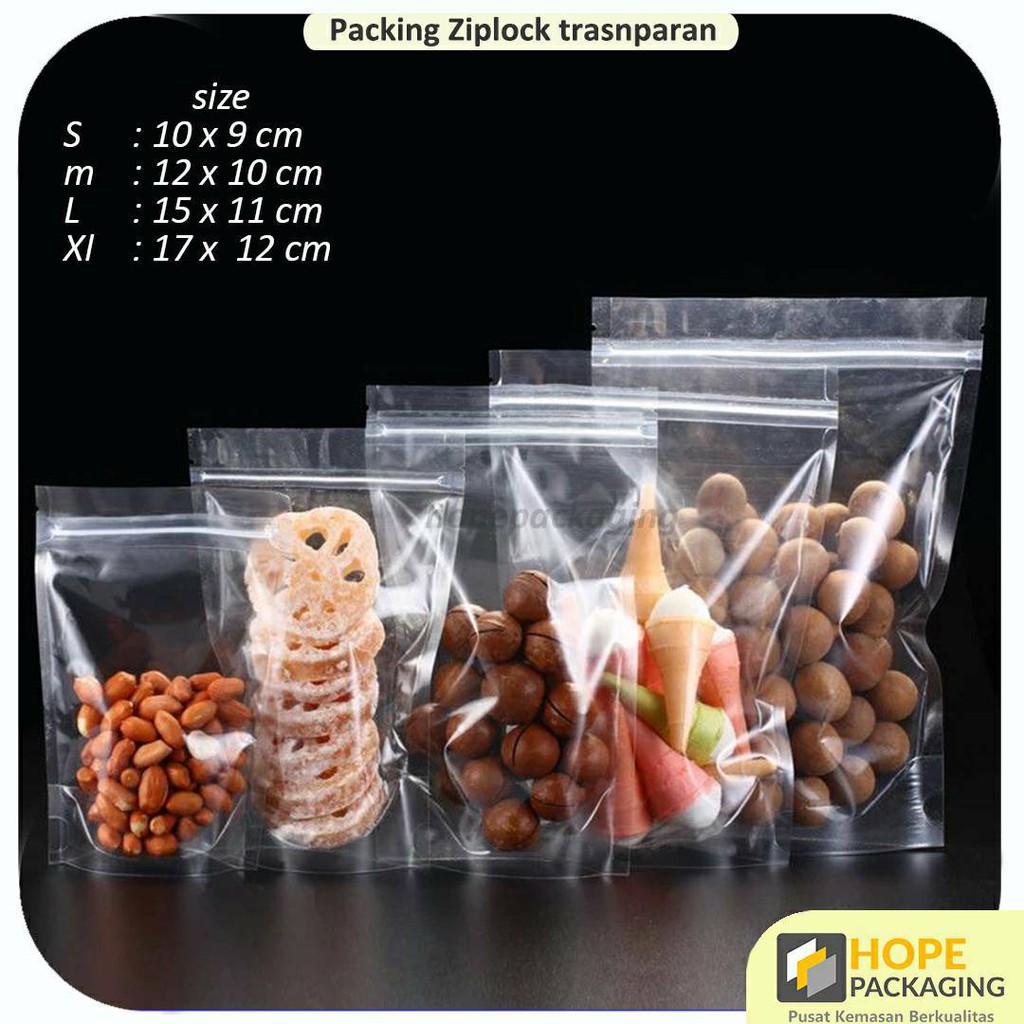 Plastik Standing Pouch Uk 10x9 12x10 15x11 17x12 Cm Bening Transparan Plastik Pudot Snack