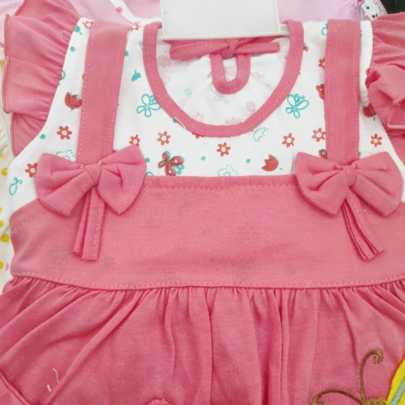 CANTIK Dress rok katun set + BANDO / TOPI baju anak bayi perempuan cewek