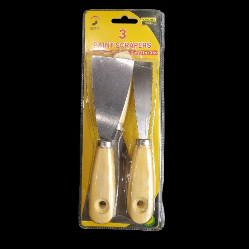 (3pcs) Kape Stainless Scraper 1&quot; 2&quot; 3&quot; - MM3566 gagang kayu