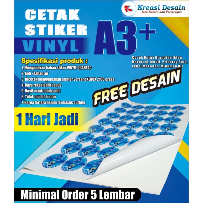 

CETAK Stiker Label Kemasan bahan VINYL anti air FREE DESAIN