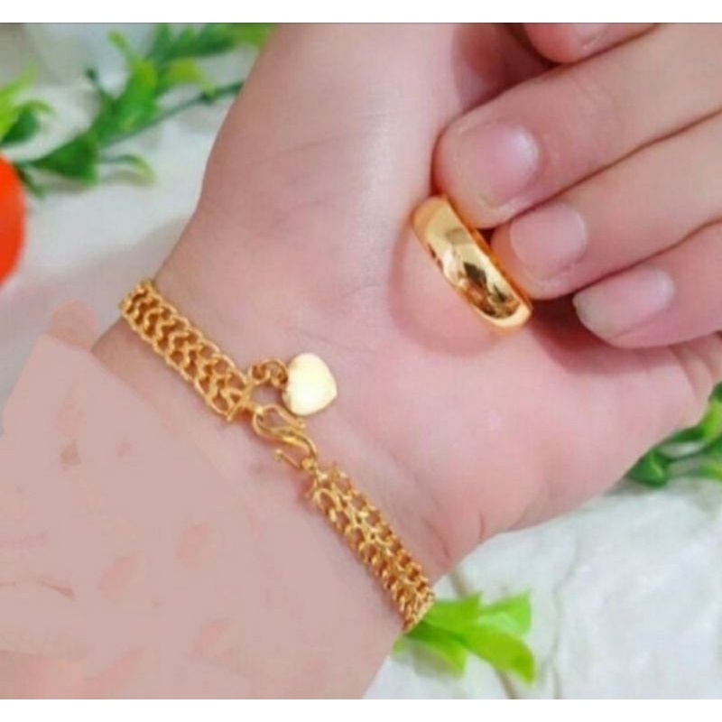 gelang tikar gold 24k free cincin coin / gelang tangan panjang 18cm