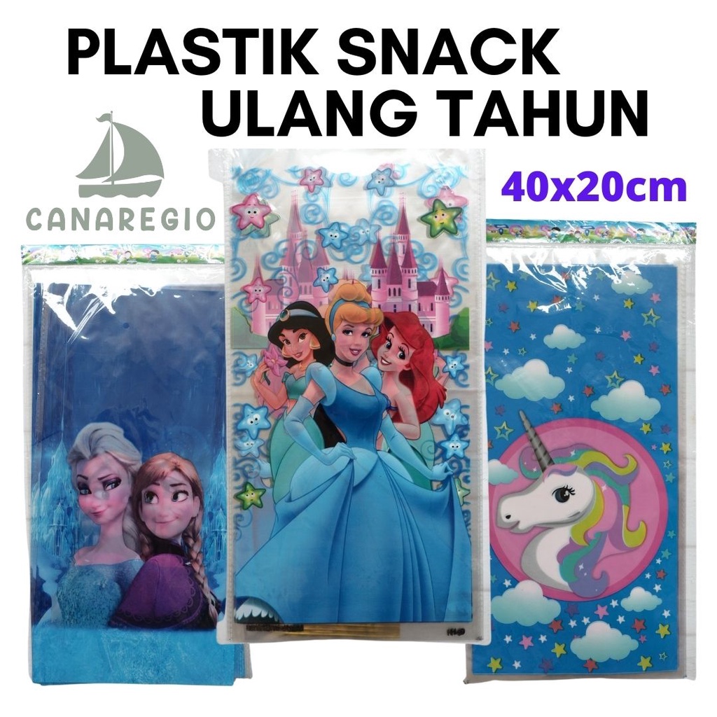 

PLASTIK ULANG TAHUN UKURAN SEDANG 20x40. PLASTIK SNACK ULTAH FROZEN
