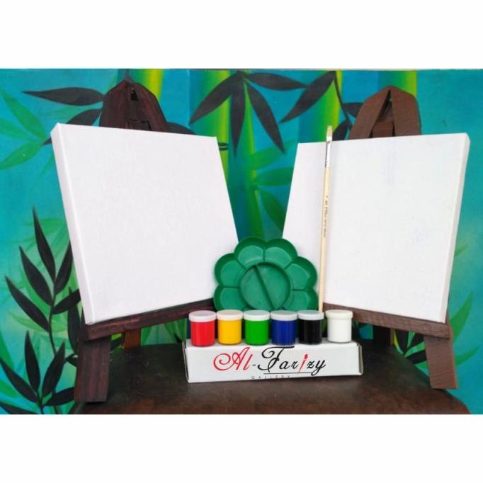 

Double Kanvas Lukis lengkap dengan Cat akrilik bonus kuas lukis