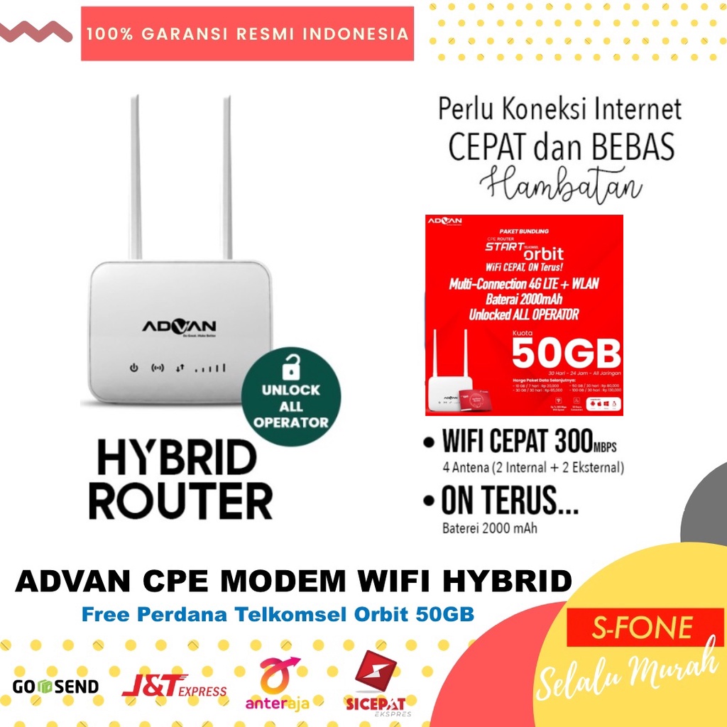 Modem 4G UNLOCK All Operator Advan Modem Wifi Router Quota Unlimited Unlocked Garansi Resmi