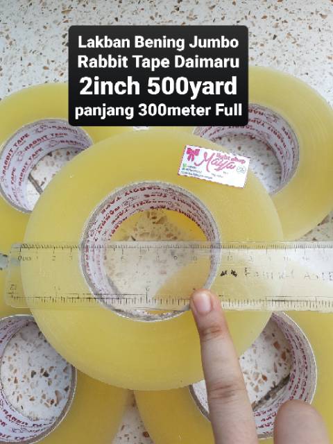 Lakban solasi Bening Jumbo 2inch 500yard 300meter solasi lem packing paket termurah daimaru rabbit tape packing