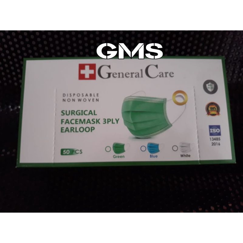 Masker Medis 3 ply Earloop General Care Box isi 50 Pcs / Surgical Face Mask