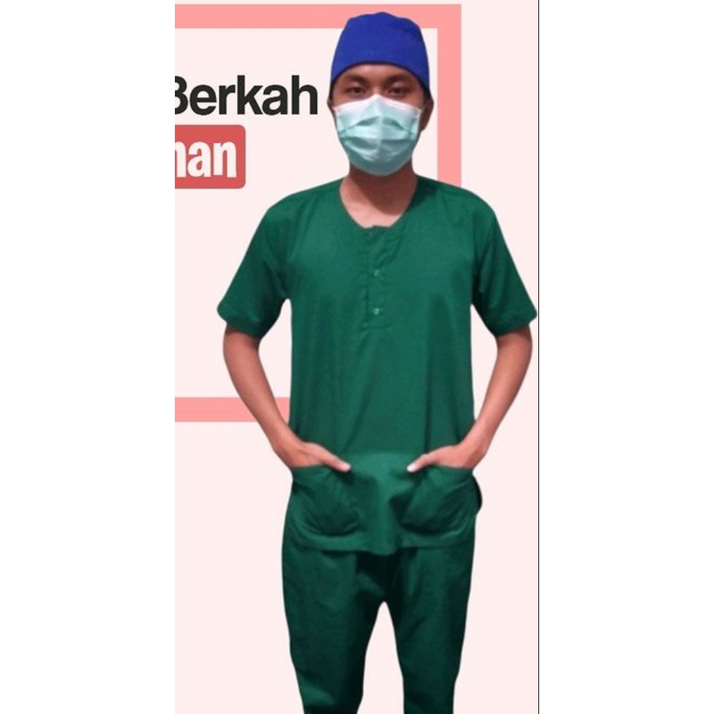 ATASAN Baju Jaga / Scrubs / Baju OK Dokter Perawat Bidan Lengan Pendek Kancing