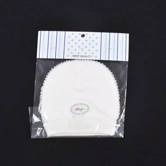 MIYO 1 Pcs Topi Bulat / Tali Bayi / Baby Putih Newborn (0-3M) / Topi Bayi