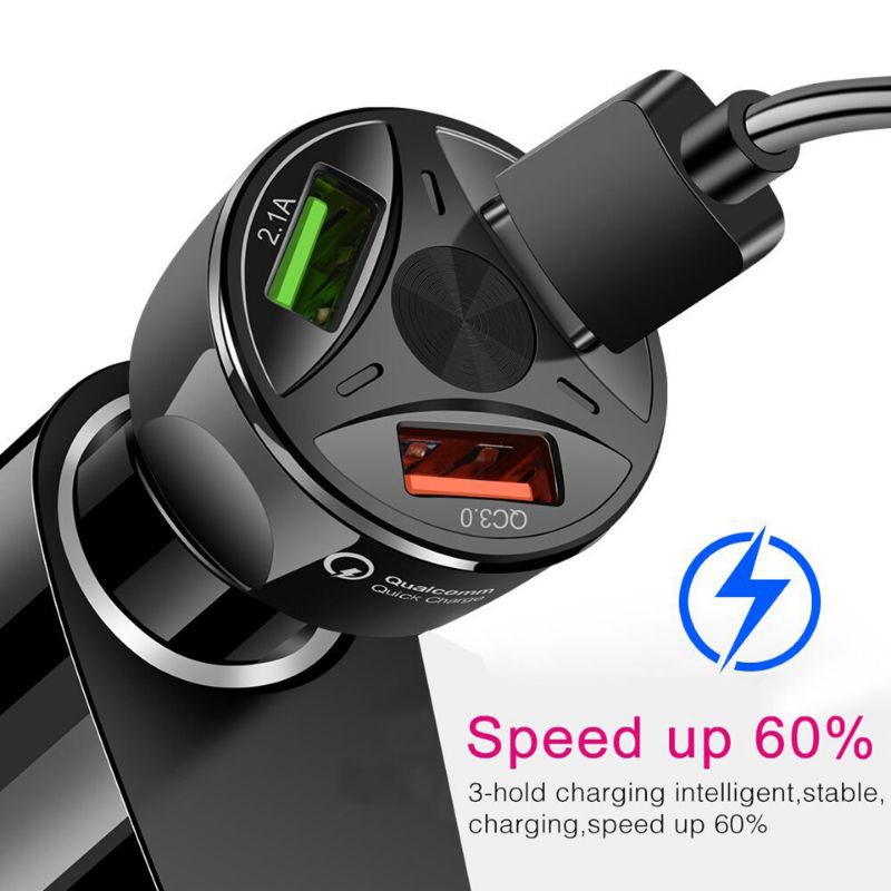 Car Charger HP Mobil Motor 3 USB Ports QC 3.0 fast Charging