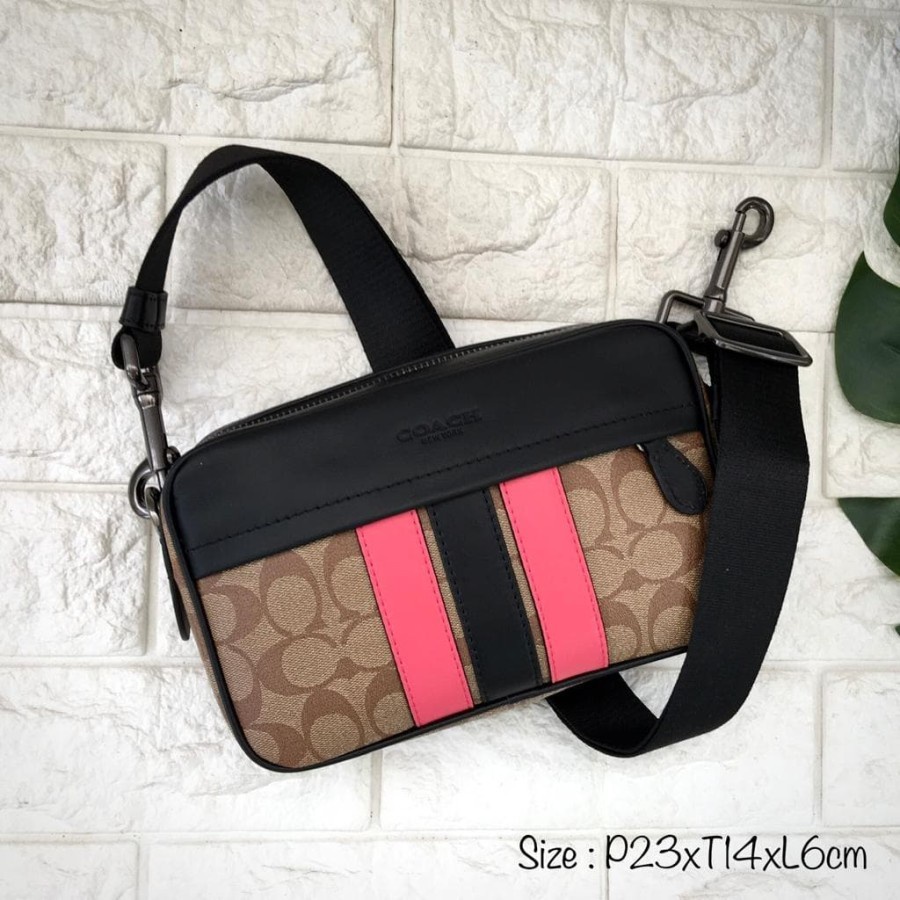 Coach Camera Bag Graham Signature Varsity Stripe