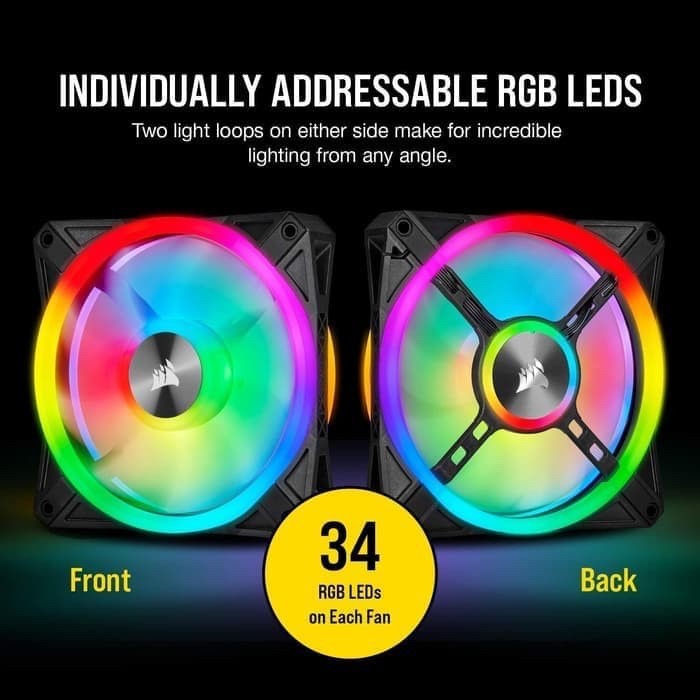 Corsair iCUE QL120 RGB 120mm PWM Triple Fan with Lighting Node CORE | Black atau White