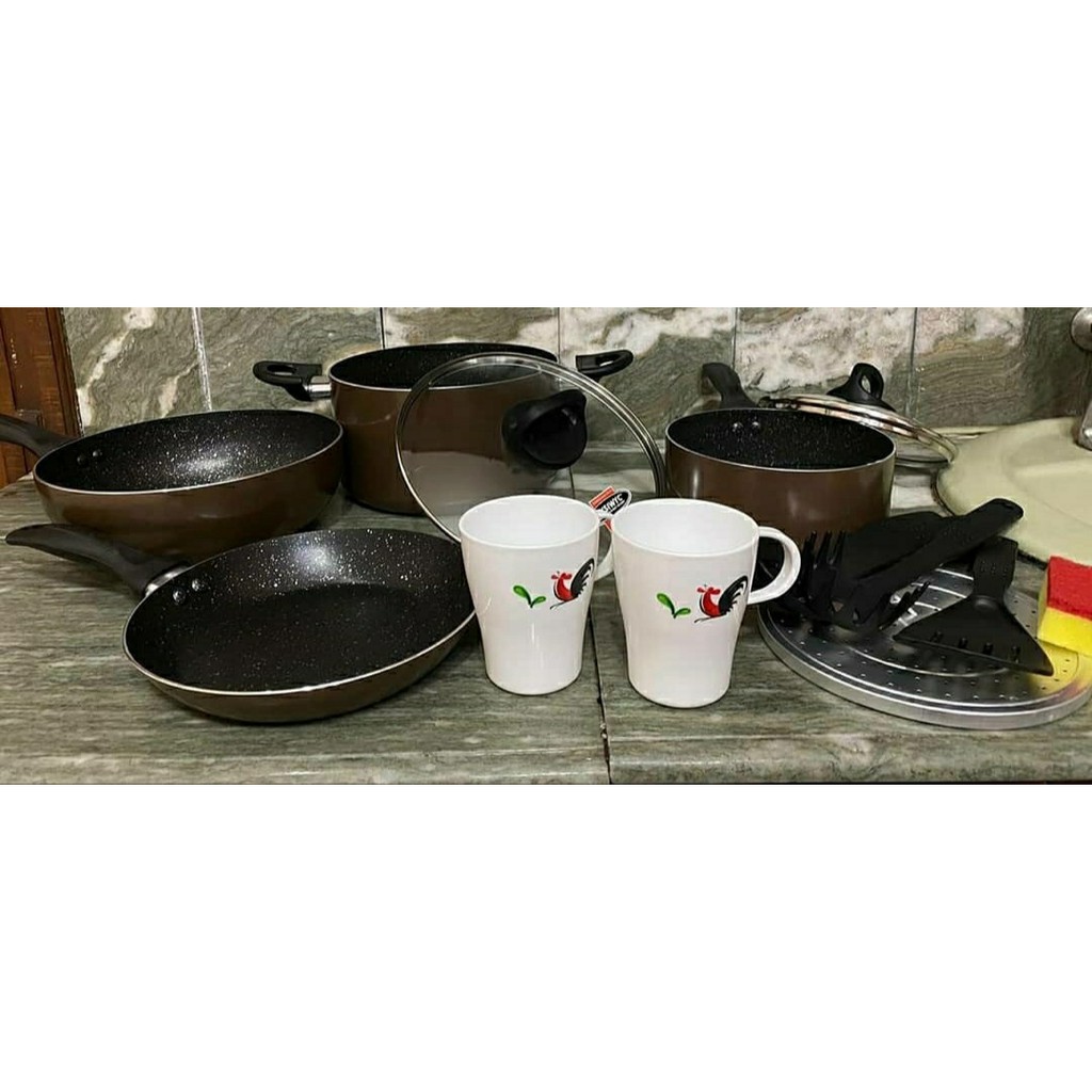 MAXIM ROYAL SET 13 ORIGINAL TERMURAH ISI 13 PCS WAJAN PANCI ANTI LENGKET PENGGORENGAN FRE MUG HANDLE