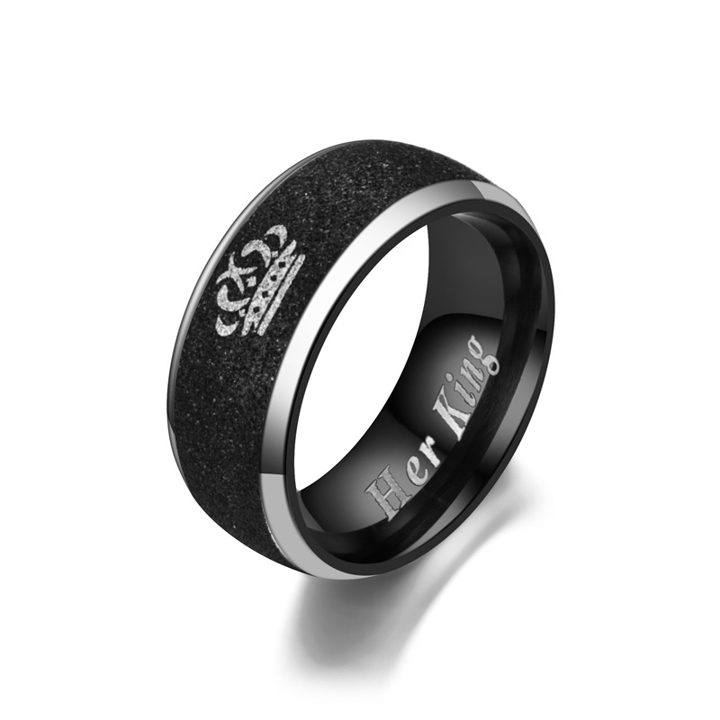 Cincin Bahan Stainless Steel Aksen Mutiara Warna Hitam Gaya Eropa Dan Amerika