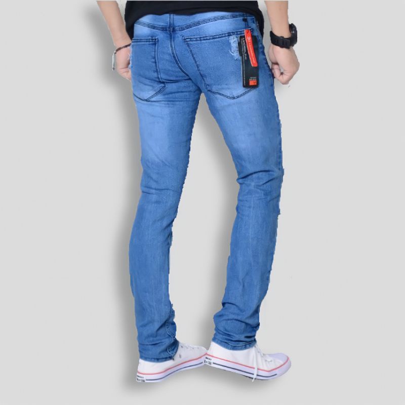 Celana Jeans Pria Panjang Sobek Remaja Distro Denim Dewasa Premium Robek Lutut Skinny Ripped Pensil Slimfit Stretch Standart