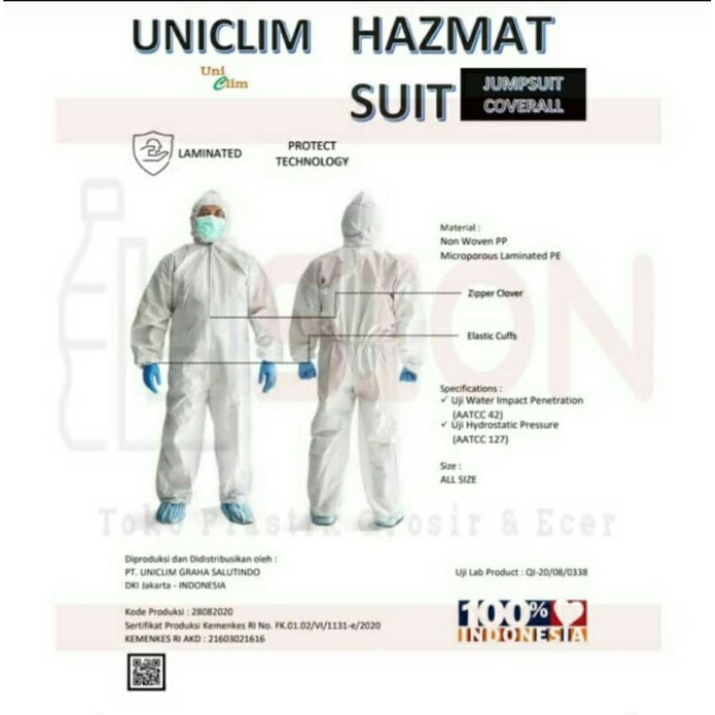 

APD / Hazmat Suit Cover All - Microporous Laminated 75 gsm White