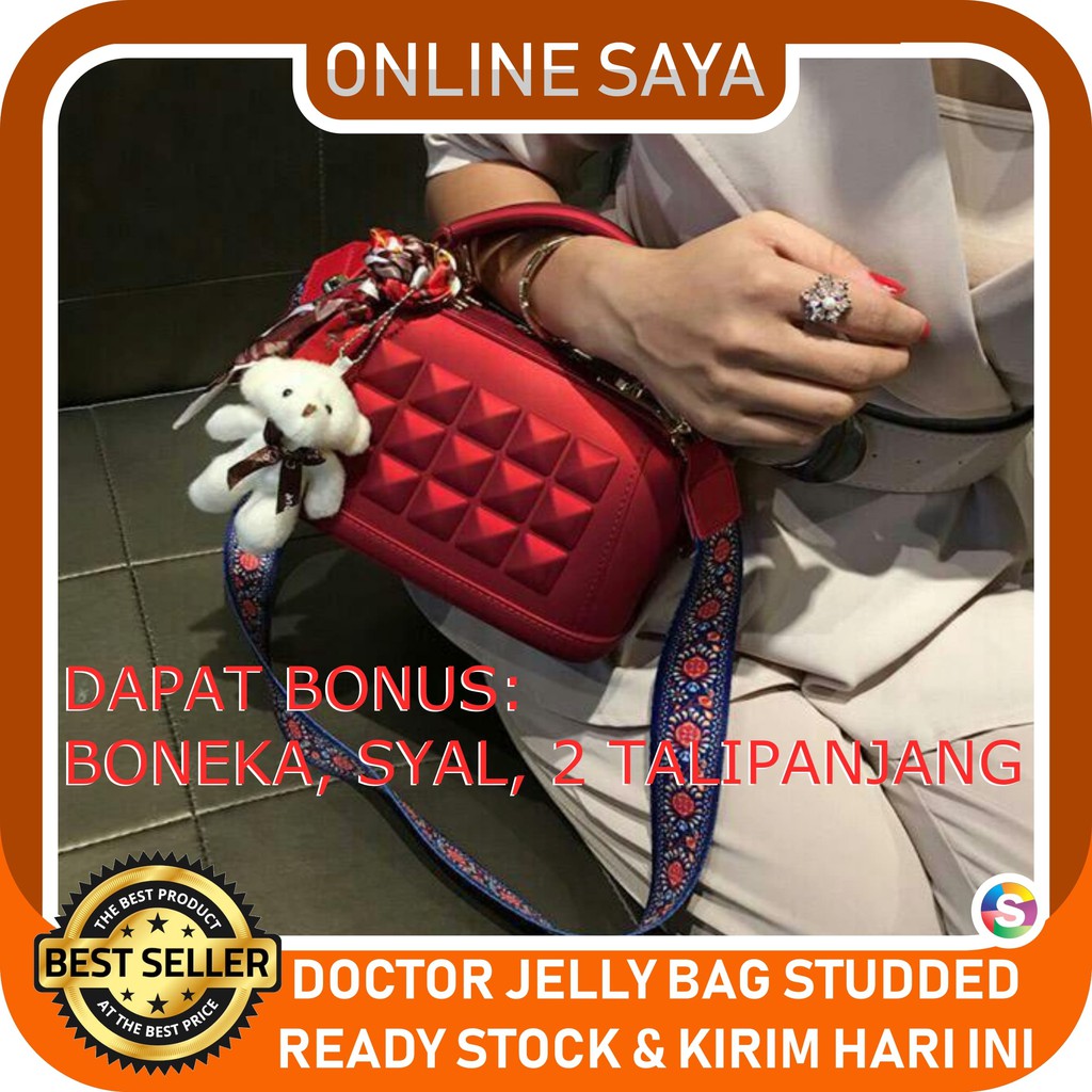 Online Saya - LB 413 Tas Doctor Jelly Studded 066-1 Talipanjang 2pcs 1 batik 1 polos Uk 22cm