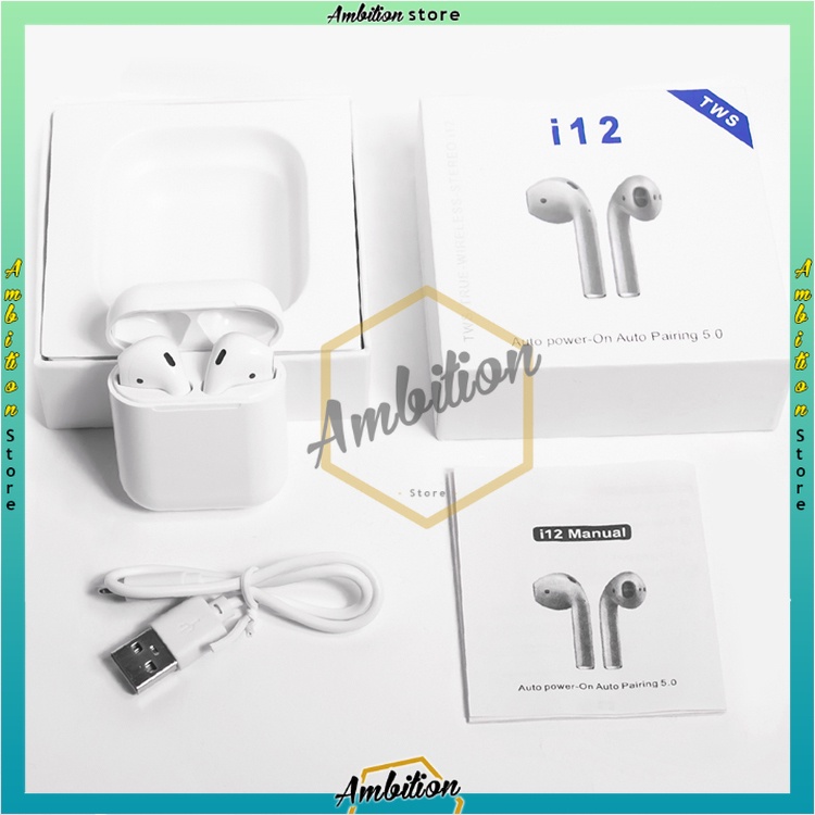 [BISA COD] Lanyard headphone Headset i12 TWS | i12 Macaron HEADSET BLUETOOTH DENGAN KOTAK PENYIMPANAN