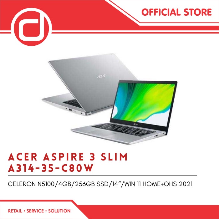 Acer Aspire 3 Slim A314-35-C80W[N5100/4/256/W11+OHS]