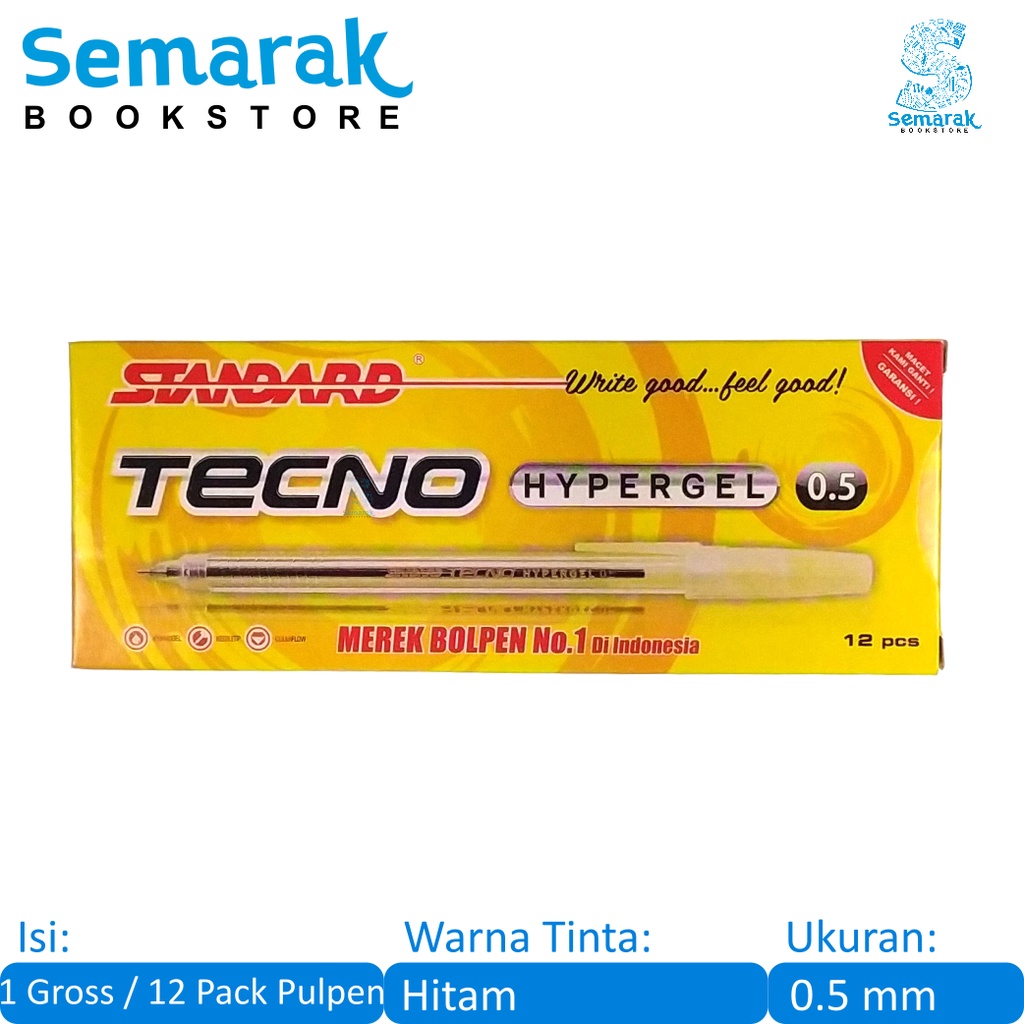 

Standard Tecno Hyper Gel Pena Jel 0.5 - Hitam [1 Gross / 12 Pack / 144 Pcs]