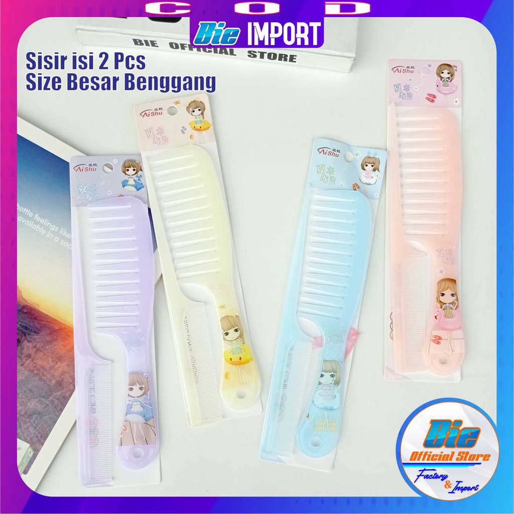 isi 2 Pcs Sisir Karakter Size Besar Premium Korean Style Impor  / Sisir Wanita