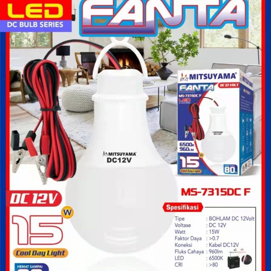 Barangunik2021-Barangunik2021- Bohlam DC 12 Volt 15 Watt Fanta Mitsuyama MS-7315DC F Lampu Aki Jepit/Bohlam Aki 15 Watt