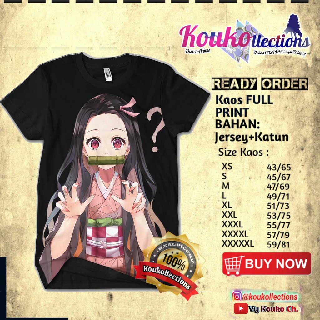 KAOS Anime 3D NEZUKO KIMETSU NO YAIBA-pakaian pria dan wanita ,BAJU ANIME, anime stuff,poster anime