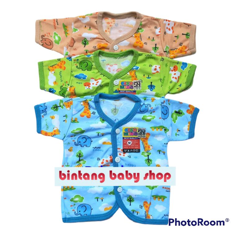 CICO MIKO 3 Pcs Baju Bayi Kancing Pendek UK M-L SNI