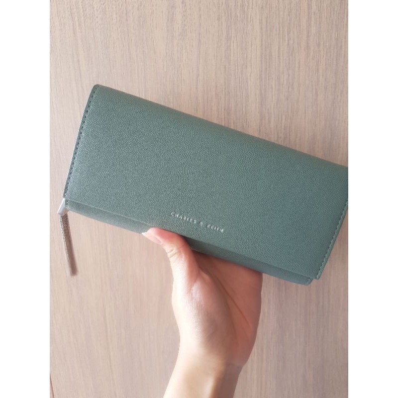 charles n keith sage green wallet ORIGINAL