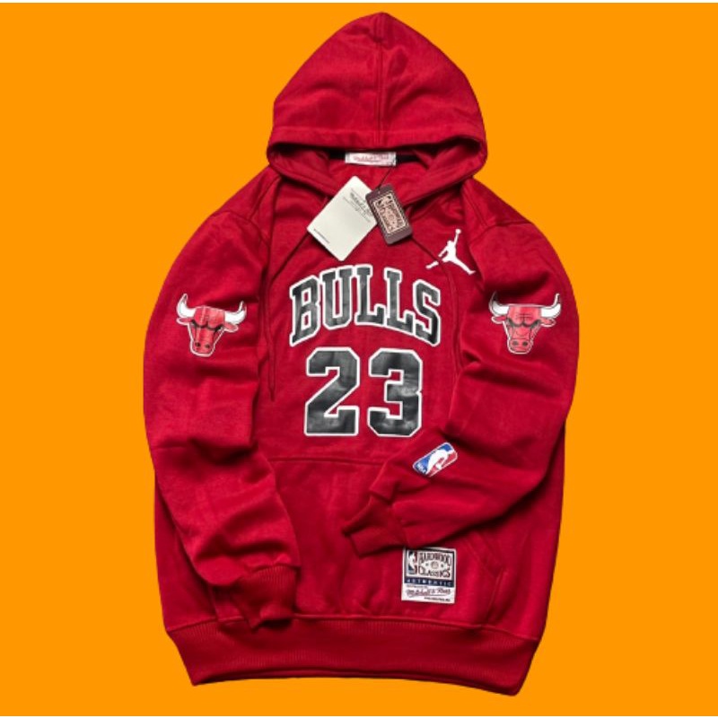 Hoodie Bulls 23 Sablon Warna Merah Premium