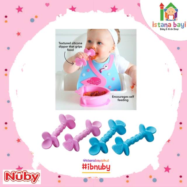 Nuby SureGrip Dipeez self Feeding Spoon  ( Assorted colour) - Sendok makan bayi