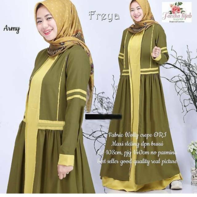 Freya Maxi Dress Fashion Muslim  Wanita Baju  Gamis Syari  