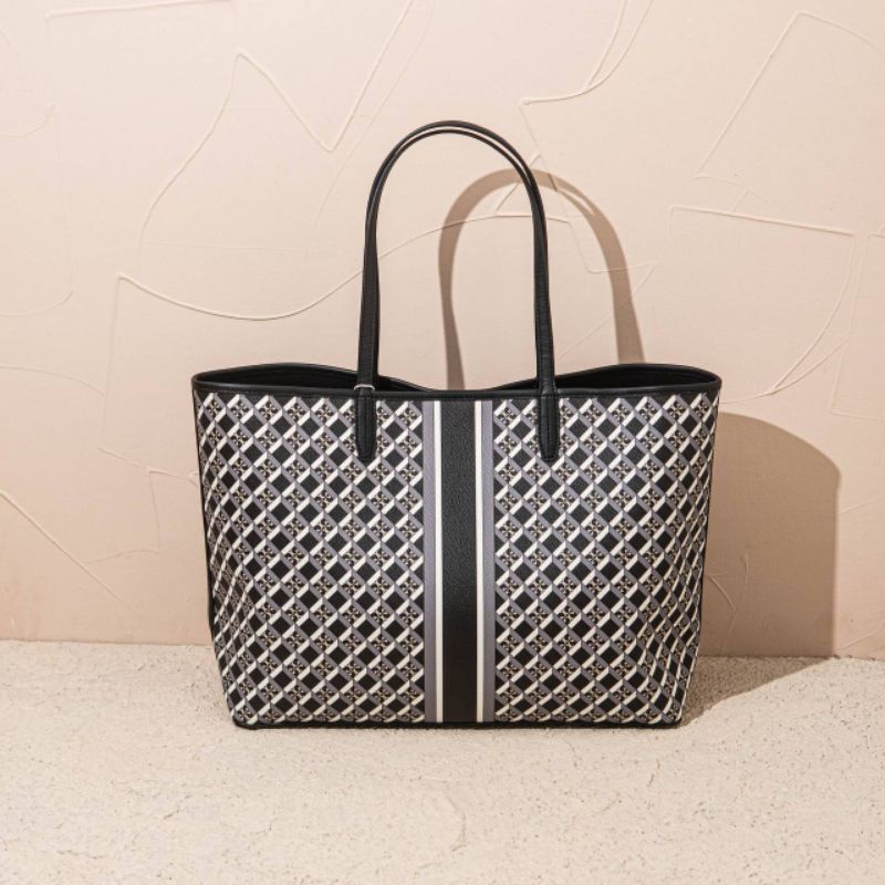 TORY BURCH Geo Monogram Tote Bag in Black