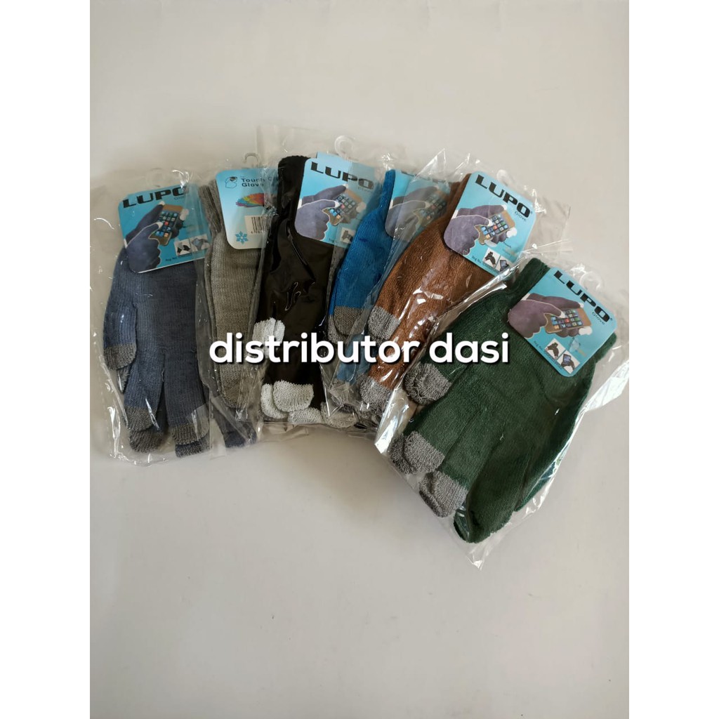 Sarung Tangan Touch Screen HP dewasa ready stok hitam biru coklat abu hijau